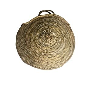 Woven Finds moroccan cream large circular straw tote beach handbag handmade